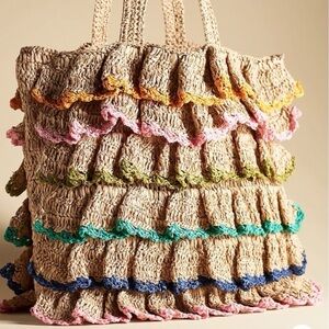 Anthropologie Multicolor Ruffled Tote Bag- ⭐️NWT⭐️